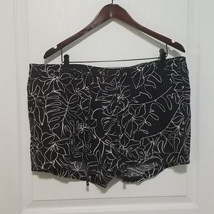 GAP Black Shorts with White Leaf Print